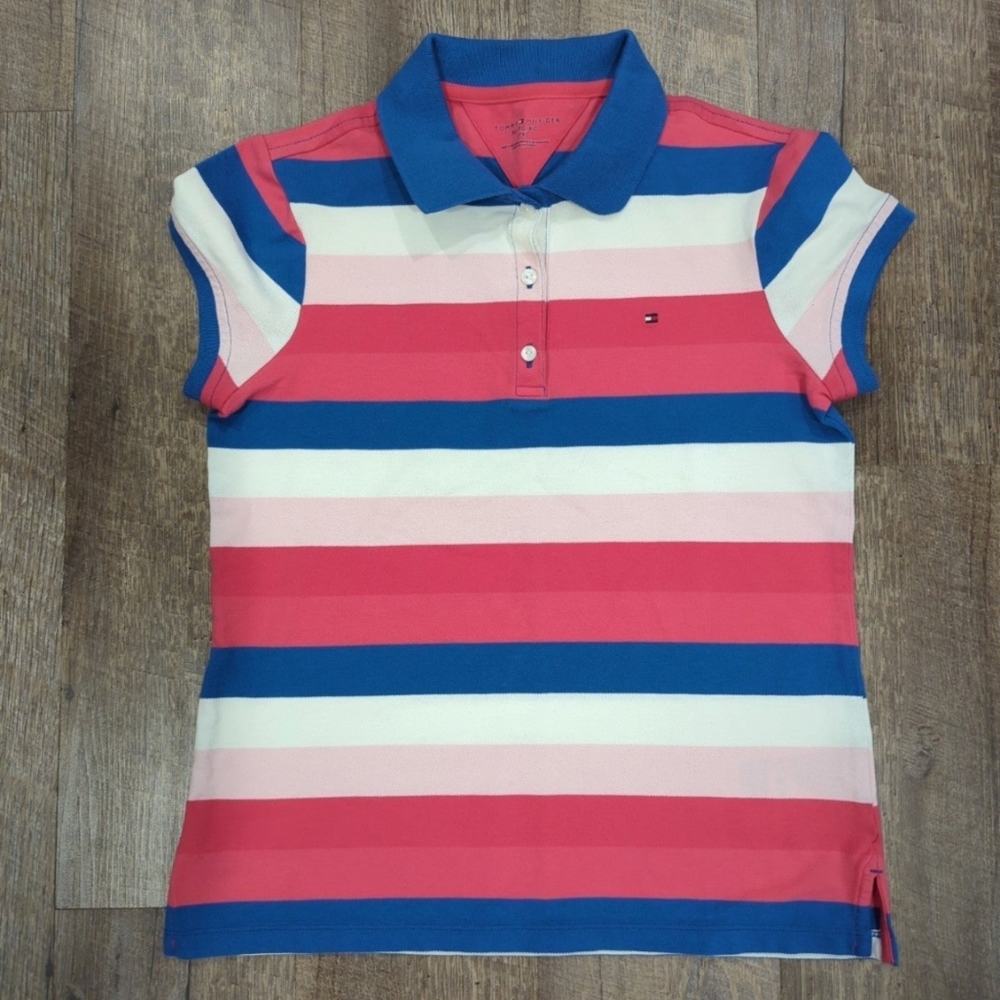 Tommy Hilfiger Big Girls Cotton Striped Polo Tshirt Sz XL(16)